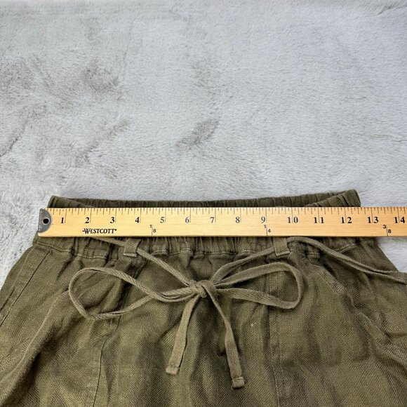 Loft Linen Skirt Womens XS Mini Pockets Elastic Waist Pockets Olive Green - Picture 3 of 9